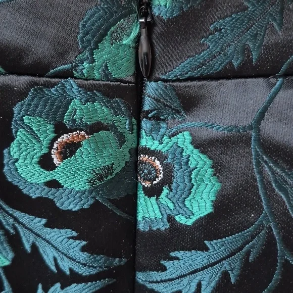 J. Crew Emmie Poppy A-line Black & Green Lined Skirt Size 4, New With Tags - Picture 5 of 16